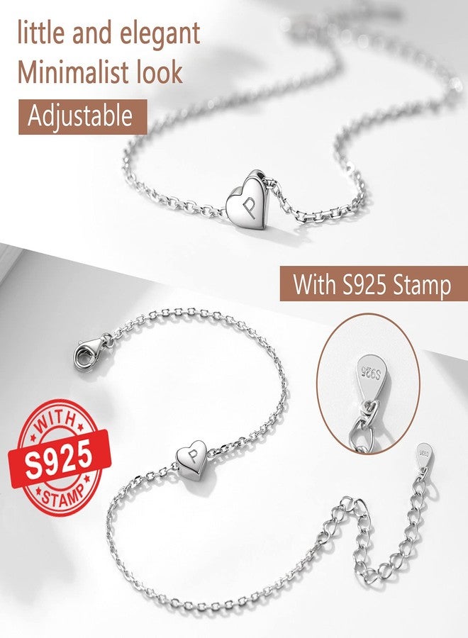 PROSILVER 925 Sterling Silver Initial Heart Braclet Dainty Womens k Chain Bracelet Bangle Bracelt Friendship Braclets - Image 3
